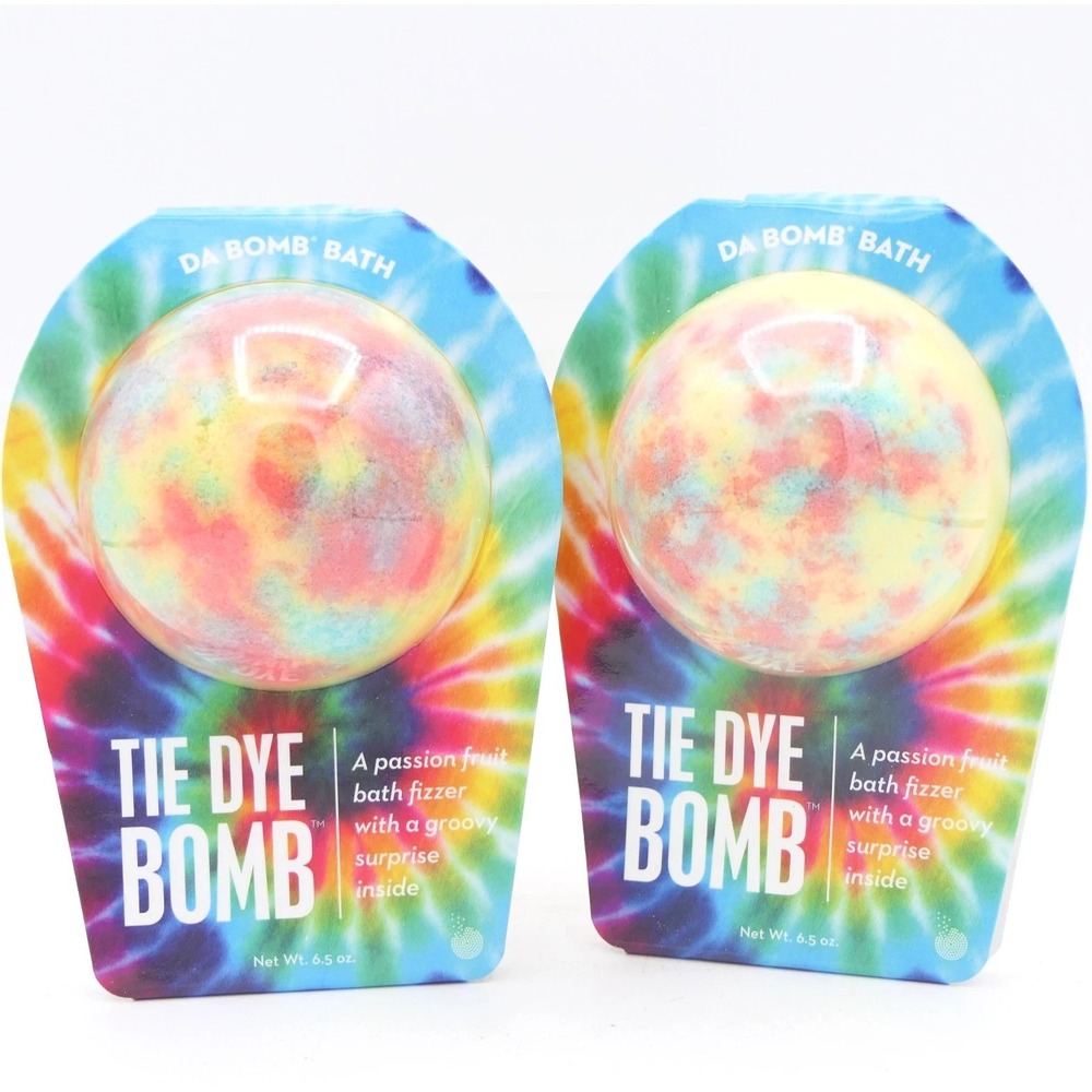 2 Pack Da Bomb Tie Dye Bath Bomb Passion Fruit Bath Fizzer w/ Surprise Inside